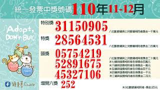 110年11、12月統一發票中獎號碼(2021年)