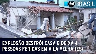 Explosão destrói casa e deixa 4 pessoas feridas em Vila Velha (ES) | SBT Brasil (05/01/24)