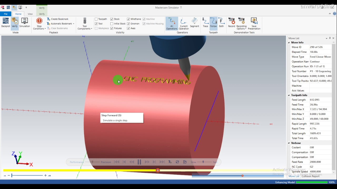 4 Axis Engraving Toolpath On Mastercam Youtube