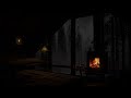 comfortable environment 🥱 cabin with fireplace and rain in the forest relaxing sounds