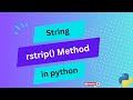 (SY) rstrip () method in python