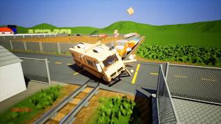 Lego Train crashes into Lego Car | Brick Rigs