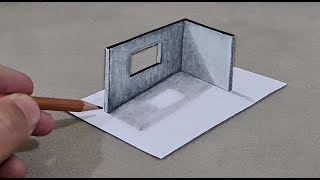 how to draw 3d drawing wall on paper for beginners step by step