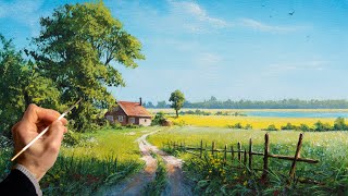 👍 Acrylic Landscape Painting - Spring / Easy Art / Drawing Lessons / Satisfying Relaxing / Акрил