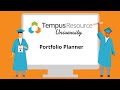 Creating a Portfolio Planner in Tempus Resource