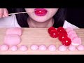 asmr pink desserts *kyoho jelly rice cake choco cookie 쿄호젤리 딸기 찹쌀떡 핑쿠볼 키스젤리 먹방 mukbang