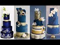 Navy Blue and Gold Wedding Cake - A Regal Confection for Your Unforgettable Day