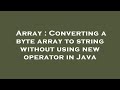 Array : Converting a byte array to string without using new operator in Java