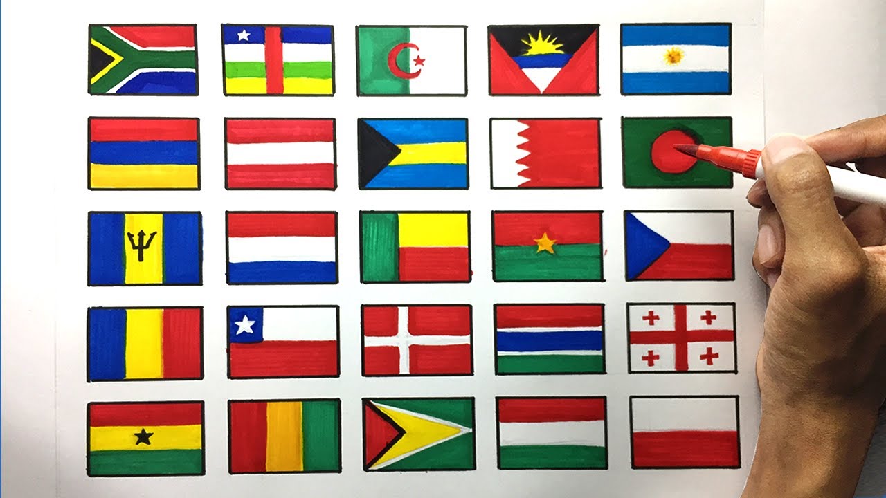 Flags Of Countries Drawing At James Depew Blog