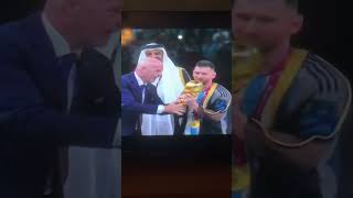 lionel messi holding fifa world cup 2022 Finals  ( argentina vs france ) fifa 2022 champion