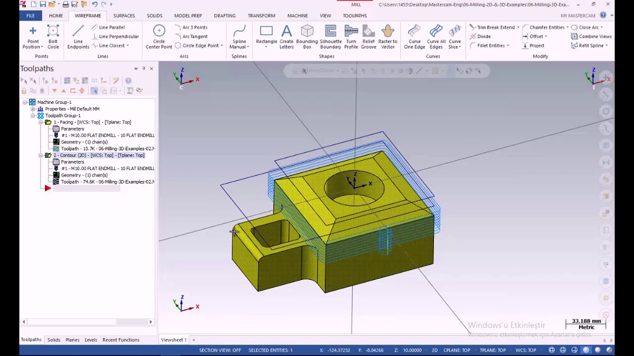 Mastercam Milling 2d 3d Examples Youtube