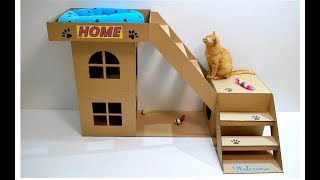 How to make a house for a cat out of cardboard