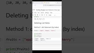 Updating and Deleting List Items in Python | Python List Tutorial with Examples #python #short