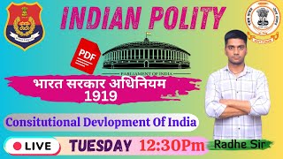 Day 5 // Consitutional Devlopment Of India// Punjab Police 2025 Polity By Radhe Sir #punjabpolice