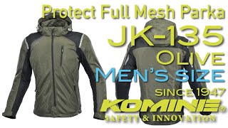 KOMINE コミネ JK-135 Protect Full Mesh Parka, Olive / JK-135 プロテクトフルメッシュパーカ, オリーブ