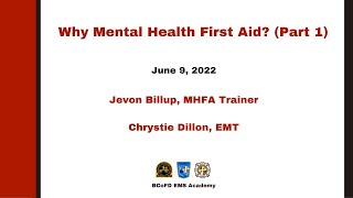 Why Mental Health First Aid? (Part 1)