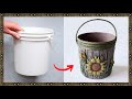 How to reuse a plastic bucket to make a beautiful floral vase