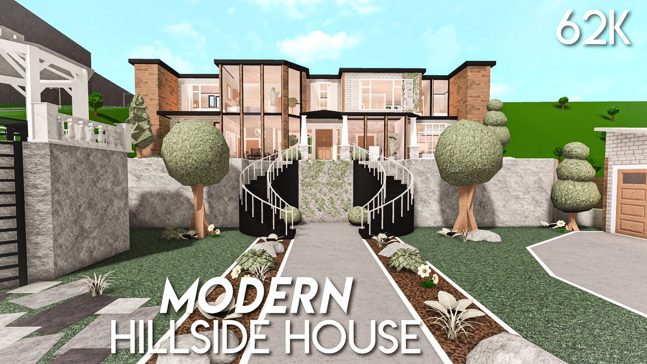 Modern Hillside House Exterior Only 30k Bloxburg Speed Build For