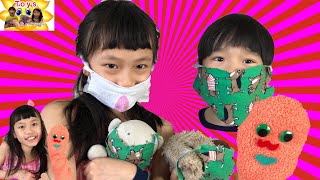 How to use socks to make face masks, very simple,小朋友自己動手做口罩😷，不用針線，舊襪子，舊衣服就可以了 Catherine and Justin