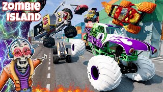 Monster Jam INSANE Racing, Freestyle, and High Speed Jumps LIVE | Zombie Island | BeamNG Drive