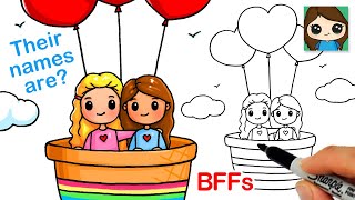 How to Draw Best Friends 🎈❤️Hot Air Heart Balloon