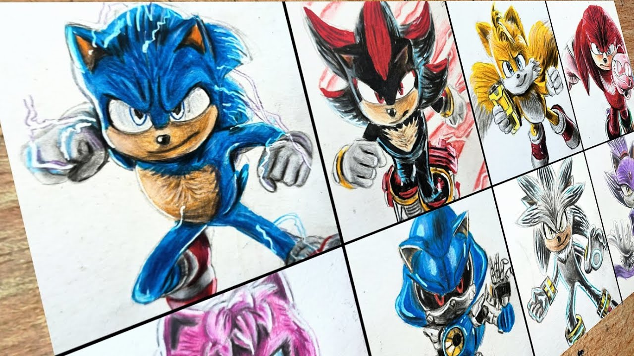 Drawing Sonic Movie Characters In 30 Min Compilation Sonic 3 Youtube