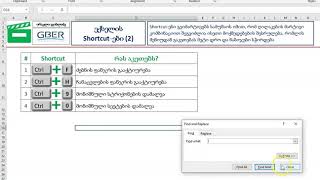 MS Excel shortcuts  - ღილაკების კომბინაციები