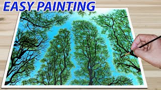 View of Trees From Below / Painting Trees from Below /  Step by Step How to Paint a Trees