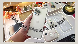 Iphone 14 Pro Max (Gold 512 GB)Unboxing Aesthetic + accessories for Iphone 15 pro, 14 pro max.