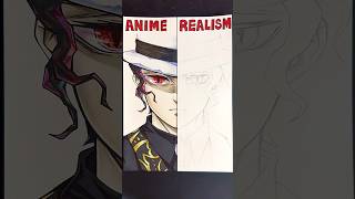 Drawing Muzan Kibutsuji!!👊 ANIME vs REALISM｜鬼舞辻無惨描いてみた！ #demonslayer #shorts #anime