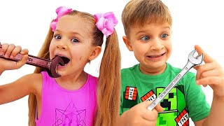 डायना और रोमा ने एक चॉकलेट चुनौती दी - बच्चों के लिए सर्वश्रेष्ठ वीडियो का संग्रह!