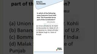 Indian Polity -Preamble is part of constitution MCQ #indianpolity #upsc #upsccse #uppcs