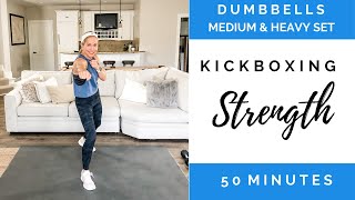 50 Minute Kickboxing Strength Workout with Dumbbells