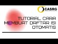 Tutorial Cara Membuat Daftar Isi Otomatis