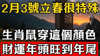 百年一遇！2月3號立春，生肖鼠一定要穿這個顏色！運勢一路飆升，意外之財不斷，大吉大利一整年！#生肖 #命理 #運勢 #屬相 #風水