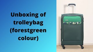 unboxing of aristocrat medium size trolley bag (forestgreen colour)