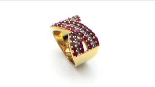 Johareez 2.00CTW Genuine Ruby Gold Plated .925 Sterling Silver Ring