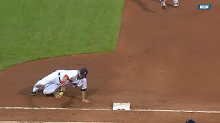 MIN@BOS: Moreland guards the line with slick backhand