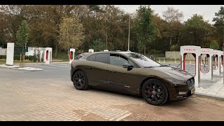 Jaguar I-PACE fast charging at Tesla Supercharger v3