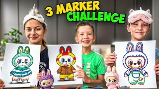 3 Marker Labubu Challenge With Madison and Abbey!!!