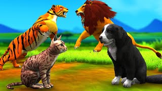 मूर्ख बाघ और चतुर कुत्ता और बिल्ली की दोस्ती Foolish Tiger Clever Dog \u0026 Cat Friendship Hindi Kahani