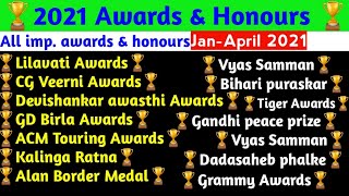 Awards \u0026 honours 2021| all important awards \u0026 honours 2021| सभी महत्वपूर्ण सम्मान और पुरस्कार 2021|