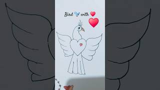 How to draw a #bird with #heart #amazing #art #drawing #simple and #easy #shortsvideo