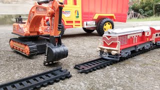 Train Railroad Making by Excavator and Public Truck Toys for Public