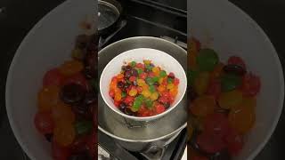Oh so good melting skittles gummies making one large gummy