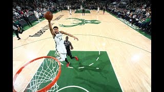 Giannis Antetokounmpo Takes Off From Near Foul Line for Huge Dunk