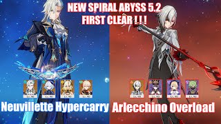 C1 Neuvillette Hypercarry \u0026 C0 Arlecchino Overload | NEW Spiral Abyss 5.2 | Genshin Impact