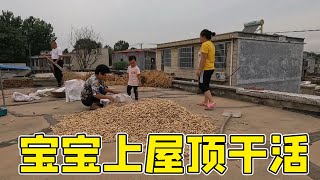 三岁宝宝上屋顶帮奶奶干活，妈妈扭头看到的一幕，直接暴跳如雷