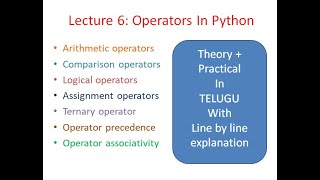 lecture 6: Python operators