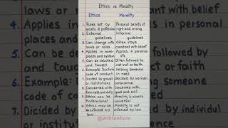 Ethics Vs Morality Ethicsvsmorality Ethics Morality Youtubeshorts Writtenform